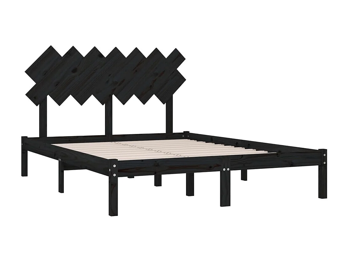 Bedframe zonder matras zwart 140x190 cm massief hout