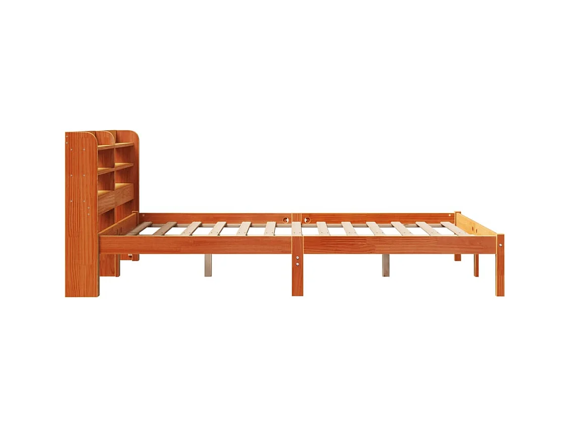 Estructura de cama y cabecero sin colchón marrón cera 140x190 cm