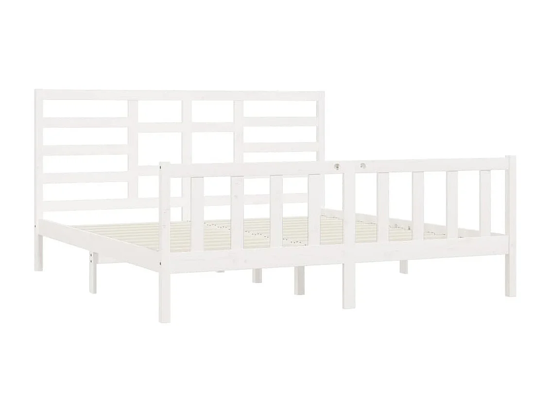 Cadre de lit sans matelas blanc 200x200 cm bois massif de pin
