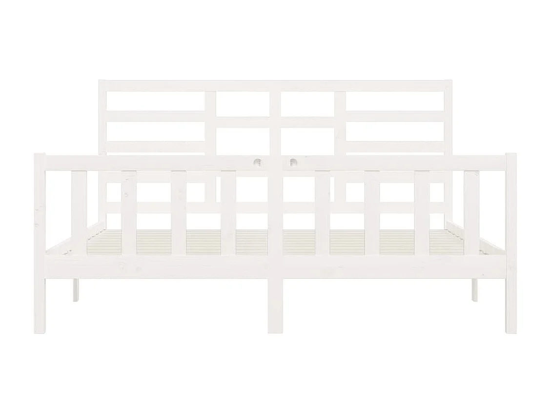 Cadre de lit sans matelas blanc 200x200 cm bois massif de pin