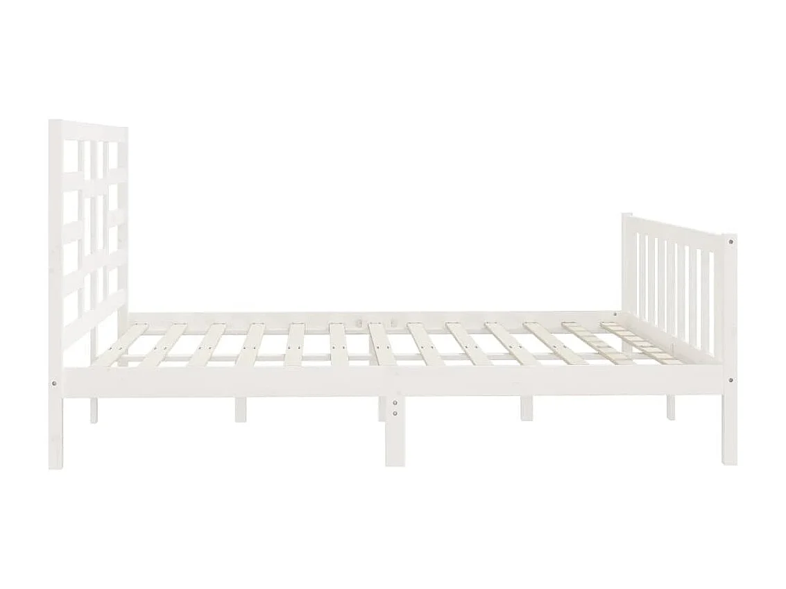 Cadre de lit sans matelas blanc 200x200 cm bois massif de pin