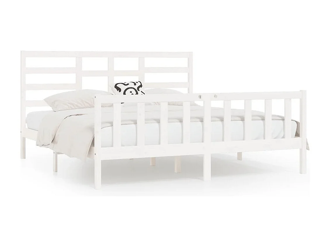 Cadre de lit sans matelas blanc 200x200 cm bois massif de pin