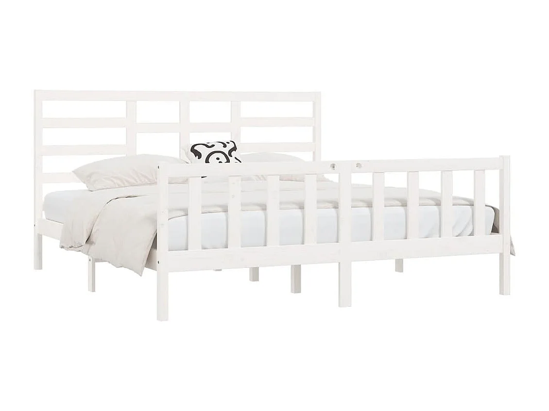 Cadre de lit sans matelas blanc 200x200 cm bois massif de pin