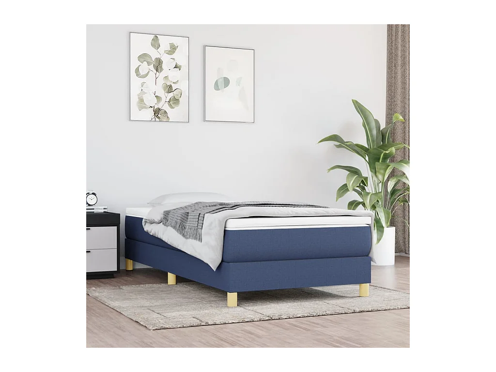 Lattenbodem met matras Blauw 100x200 cm Stof