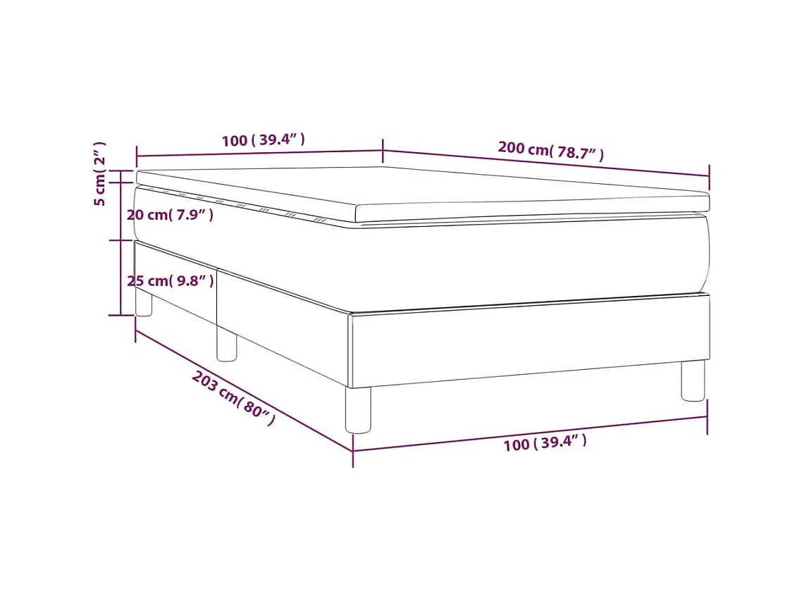 Lattenbodem met matras Blauw 100x200 cm Stof