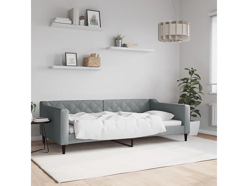 Lit de repos gris clair 100x200 cm tissu