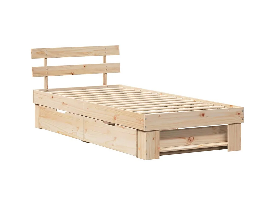 Bedframe met lade Bruin 80 x 200 cm Massief grenenhout