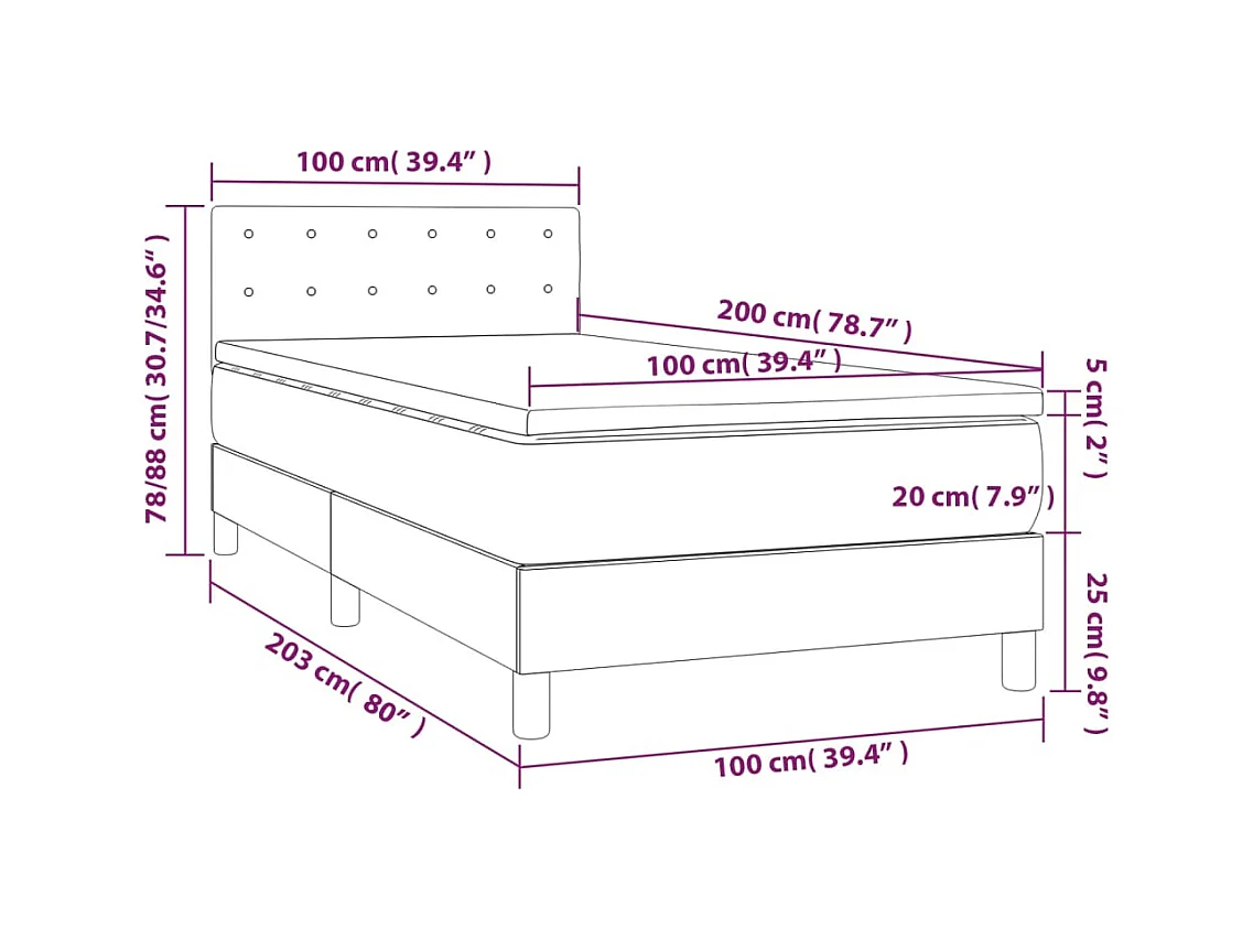 Sommier à lattes de lit avec matelas Crème 100x200 cm Tissu
