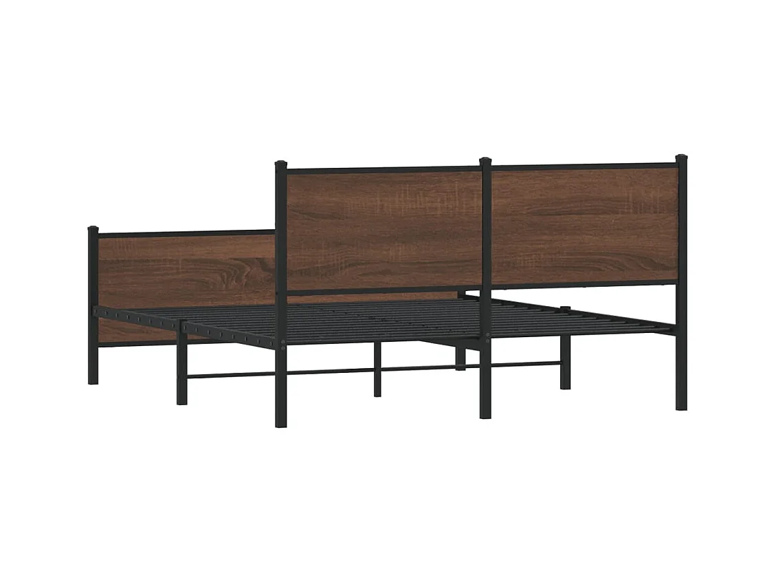 Metalen bedframe zonder matras bruin eiken 160x200 cm