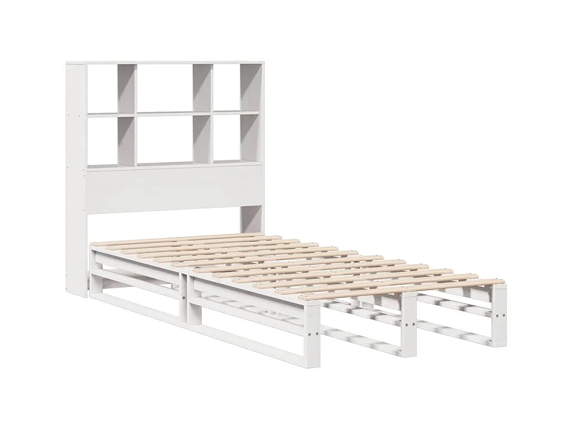 Letto libreria bianco senza materasso 90x190 cm in legno massello
