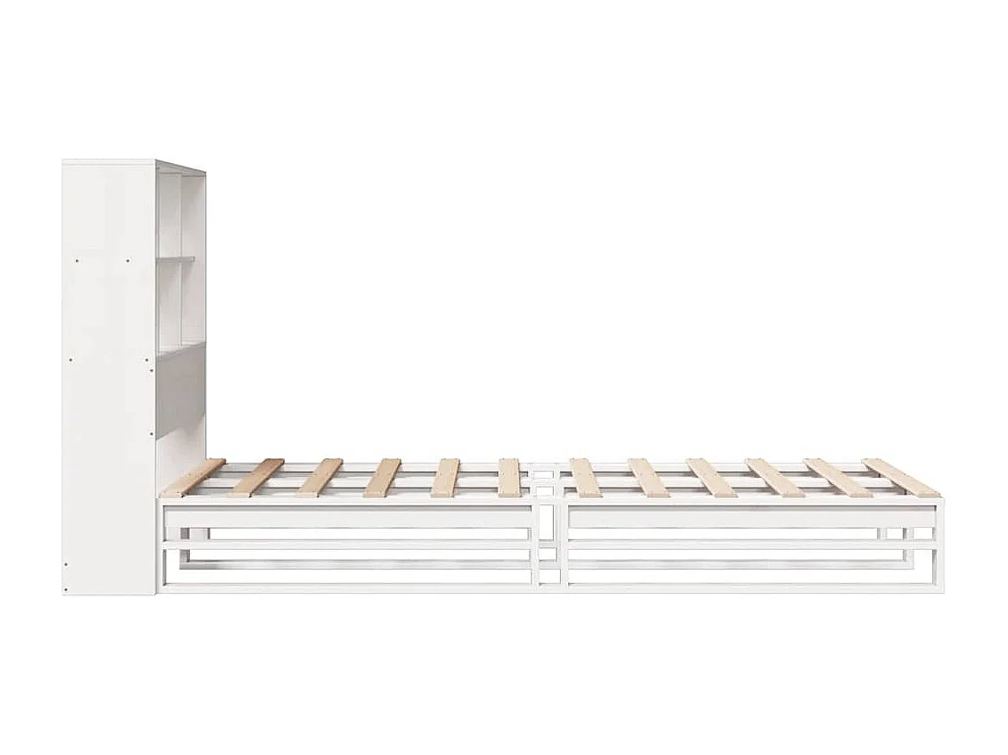 Letto libreria bianco senza materasso 90x190 cm in legno massello