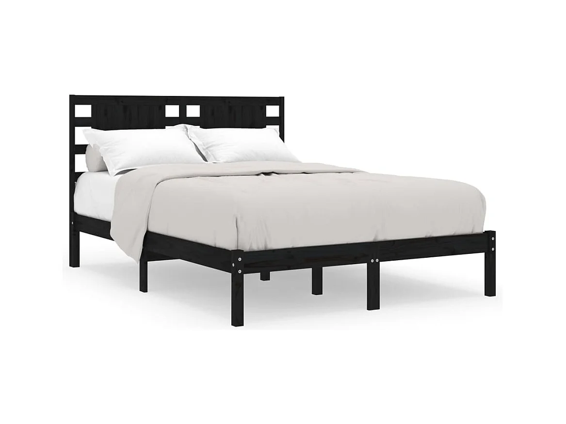 Struttura letto nera senza materasso 140x190 cm in legno massello di pino