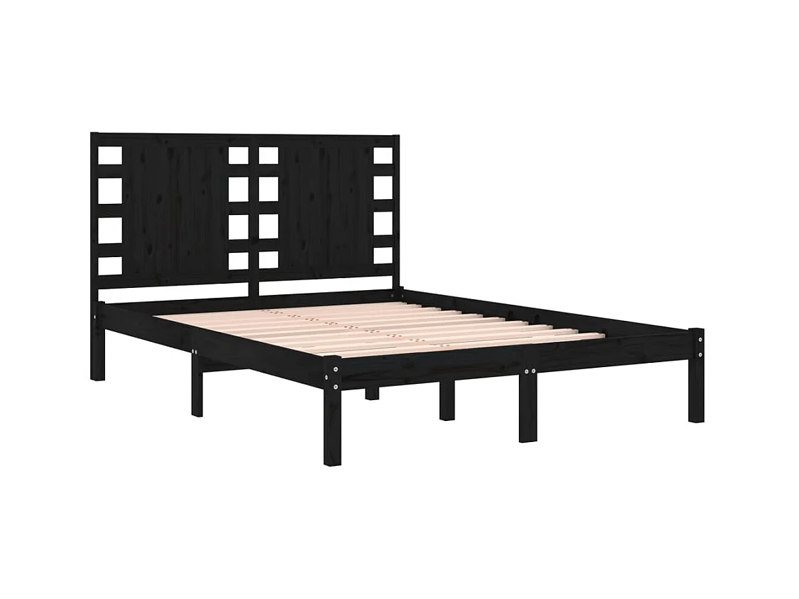 Struttura letto nera senza materasso 140x190 cm in legno massello di pino