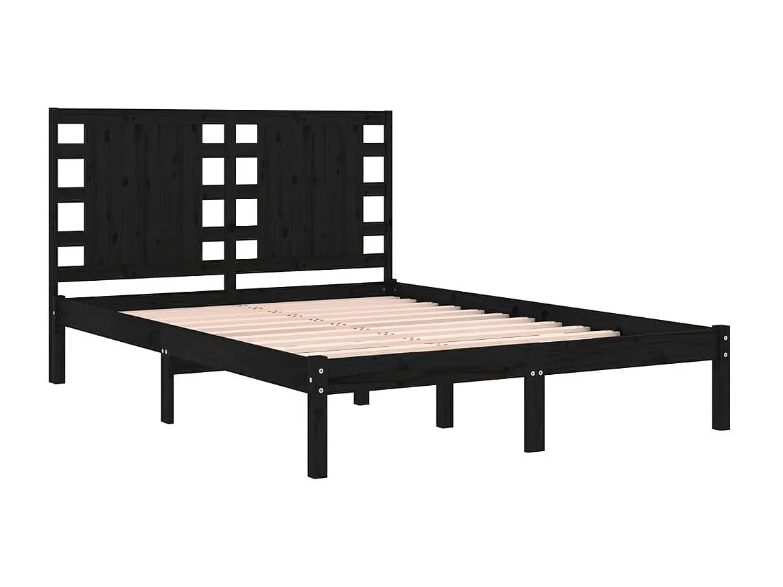 Zwart matrasloos bedframe 140x190 cm massief grenenhout