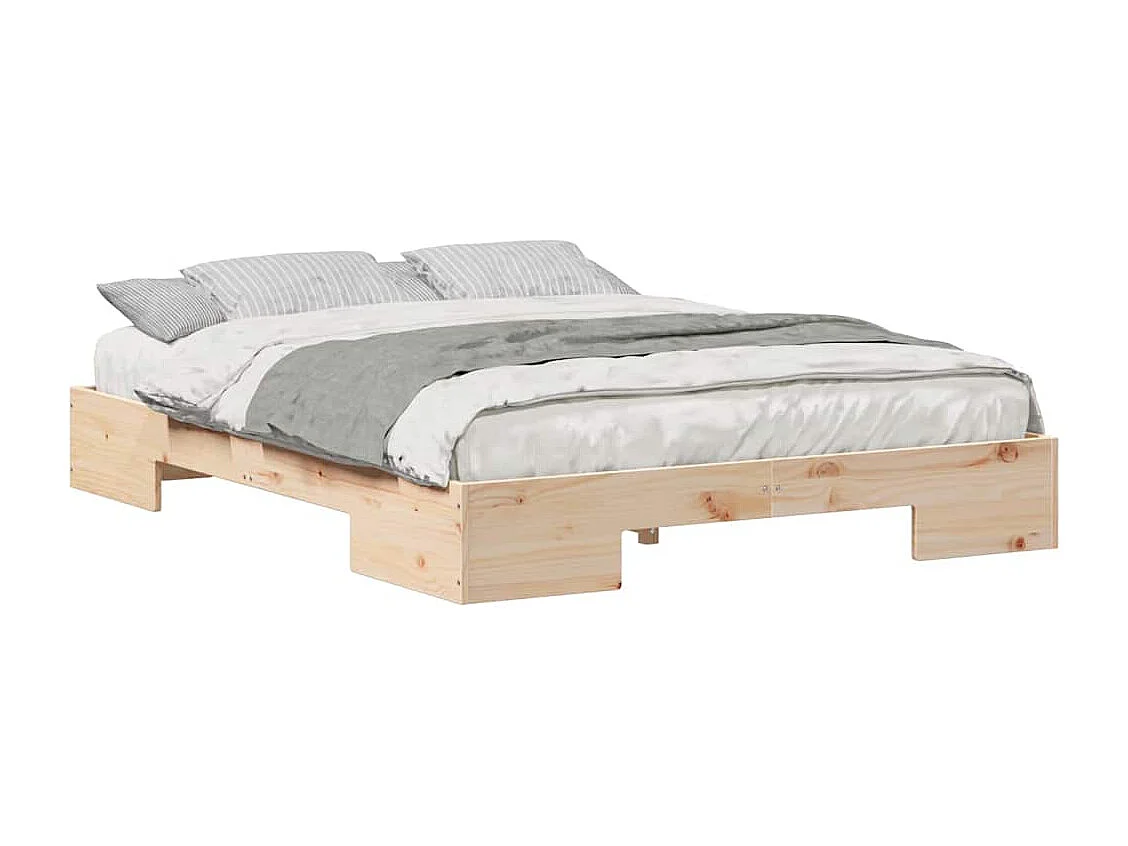 Estructura de cama elevada marrón 160 x 200 cm madera maciza de pino