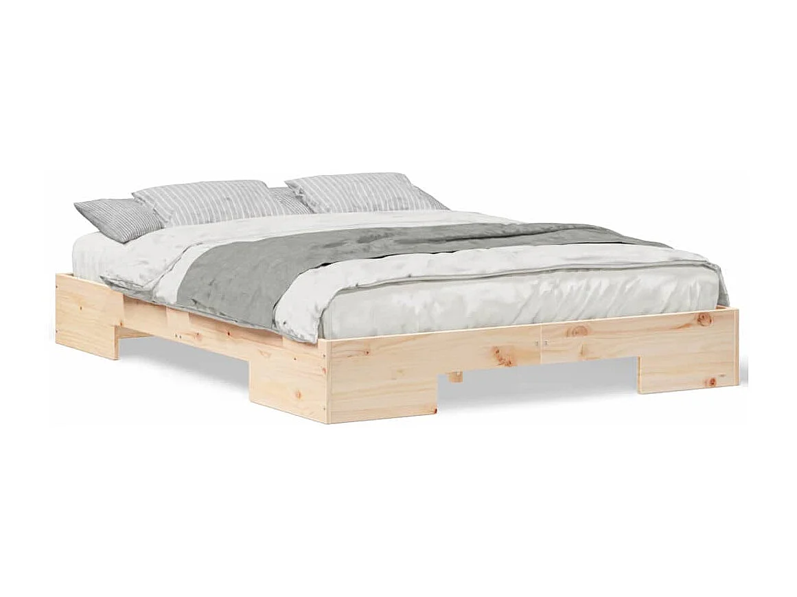 Struttura per letto rialzato marrone 160 x 200 cm in legno di pino massiccio