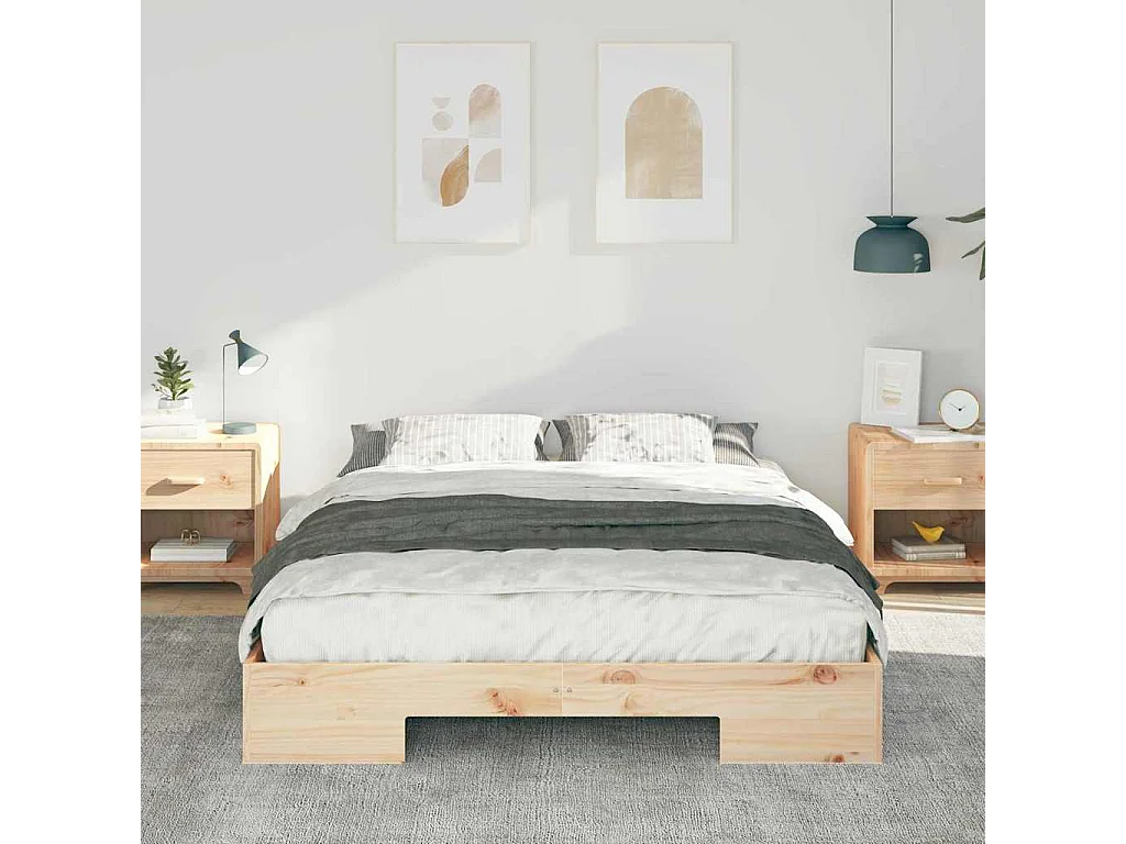 Struttura per letto rialzato marrone 160 x 200 cm in legno di pino massiccio