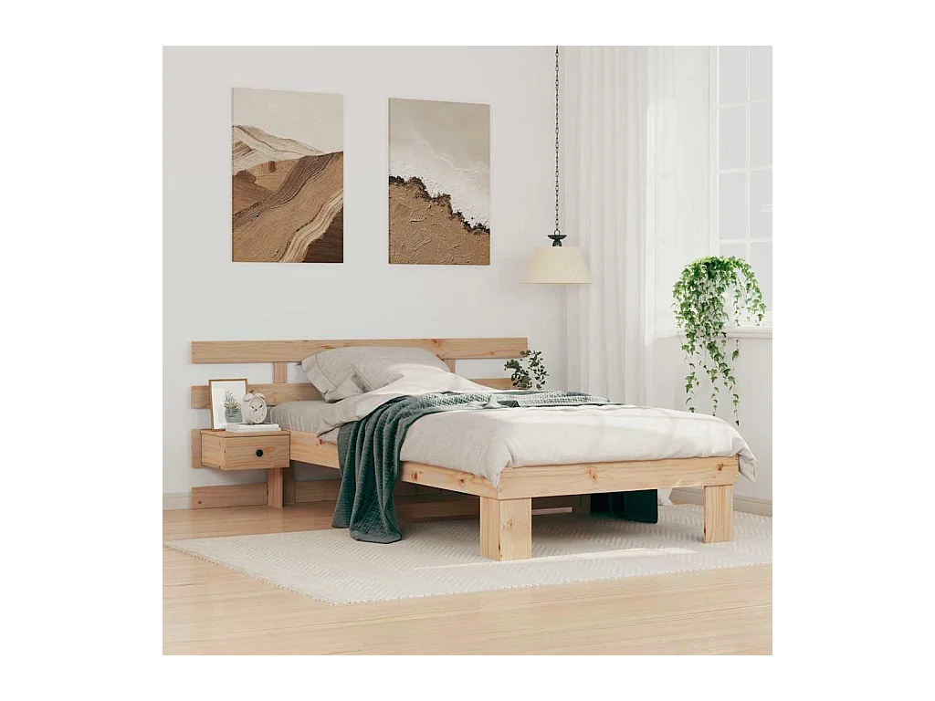 Cadre de lit avec tiroir Marron 90 x 200 cm Bois massif en pin