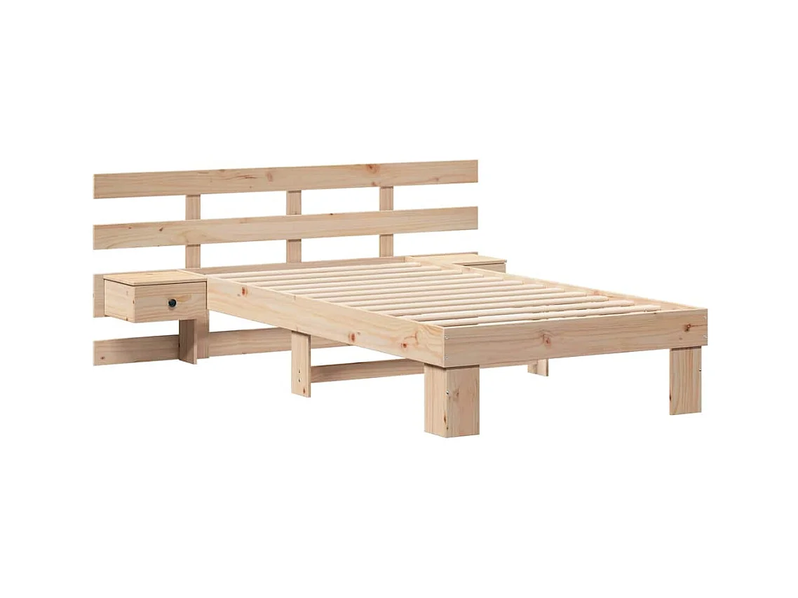 Cadre de lit avec tiroir Marron 90 x 200 cm Bois massif en pin