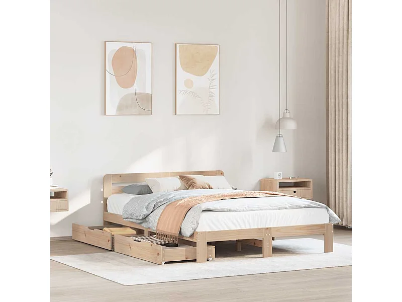 Cadre de lit sans matelas 140x200 cm bois massif de pin