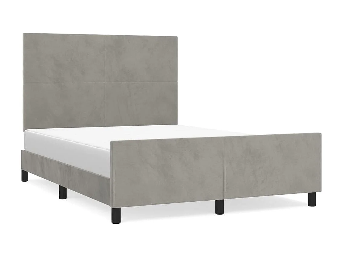 Cadre de lit sans matelas gris clair 140x190 cm velours