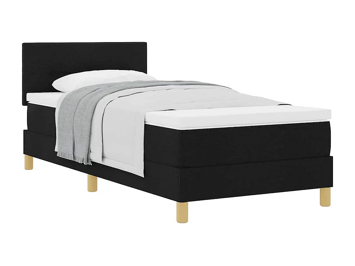 Lit boxspring avec matelas avec matelas Noir 90 x 190 cm tissu