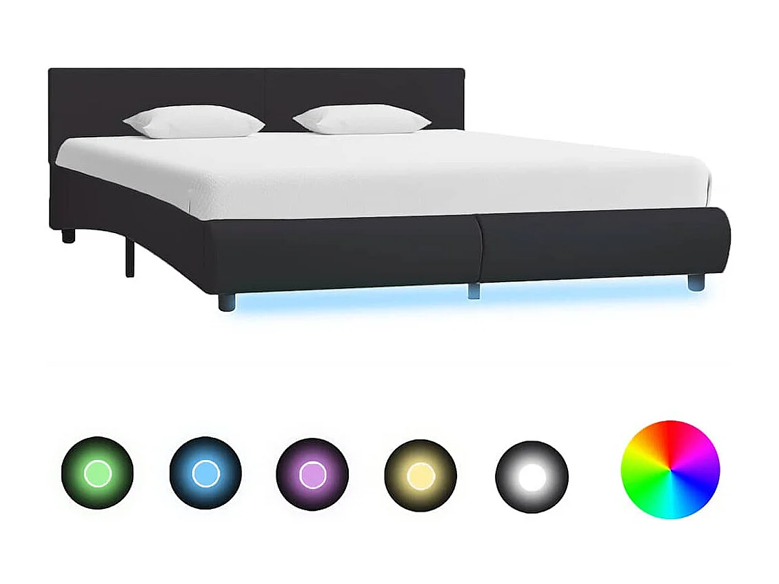 Struttura letto con LED senza materasso nero 160x200 cm