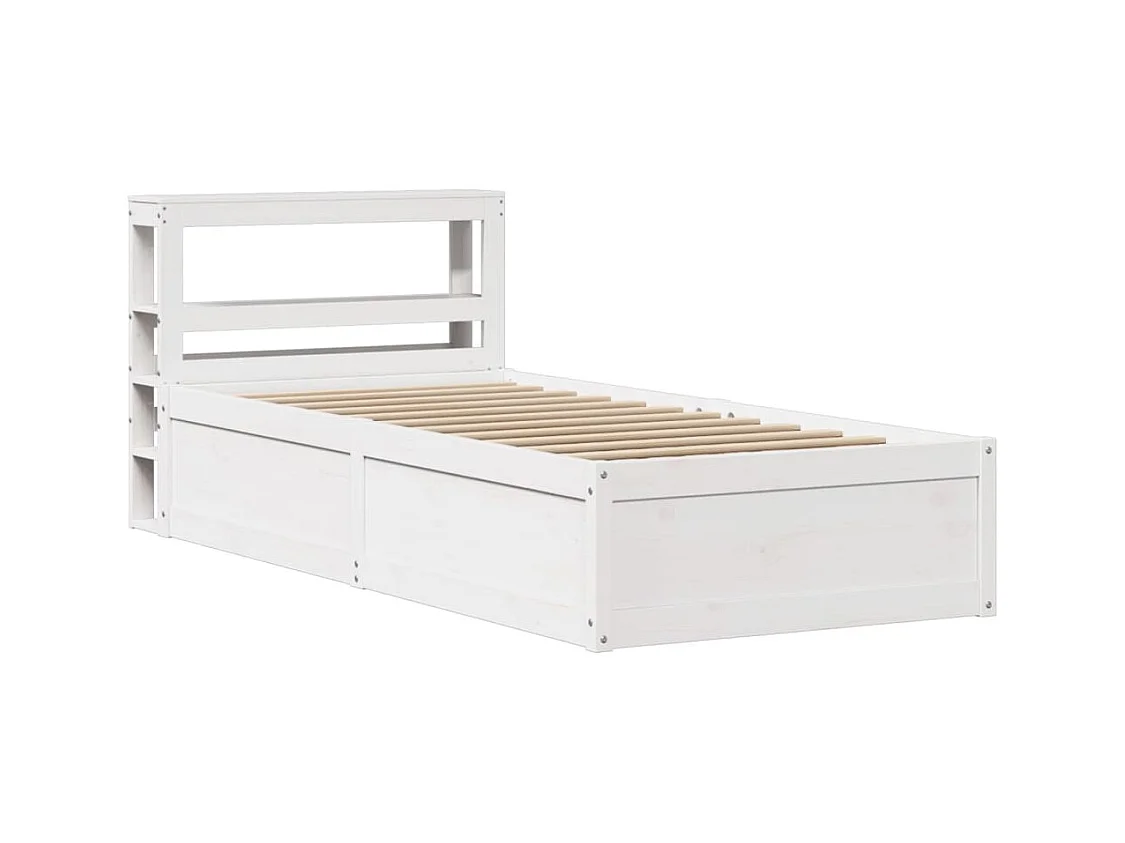 Bedframe met wit hoofdeinde 75x190cm massief grenenhout