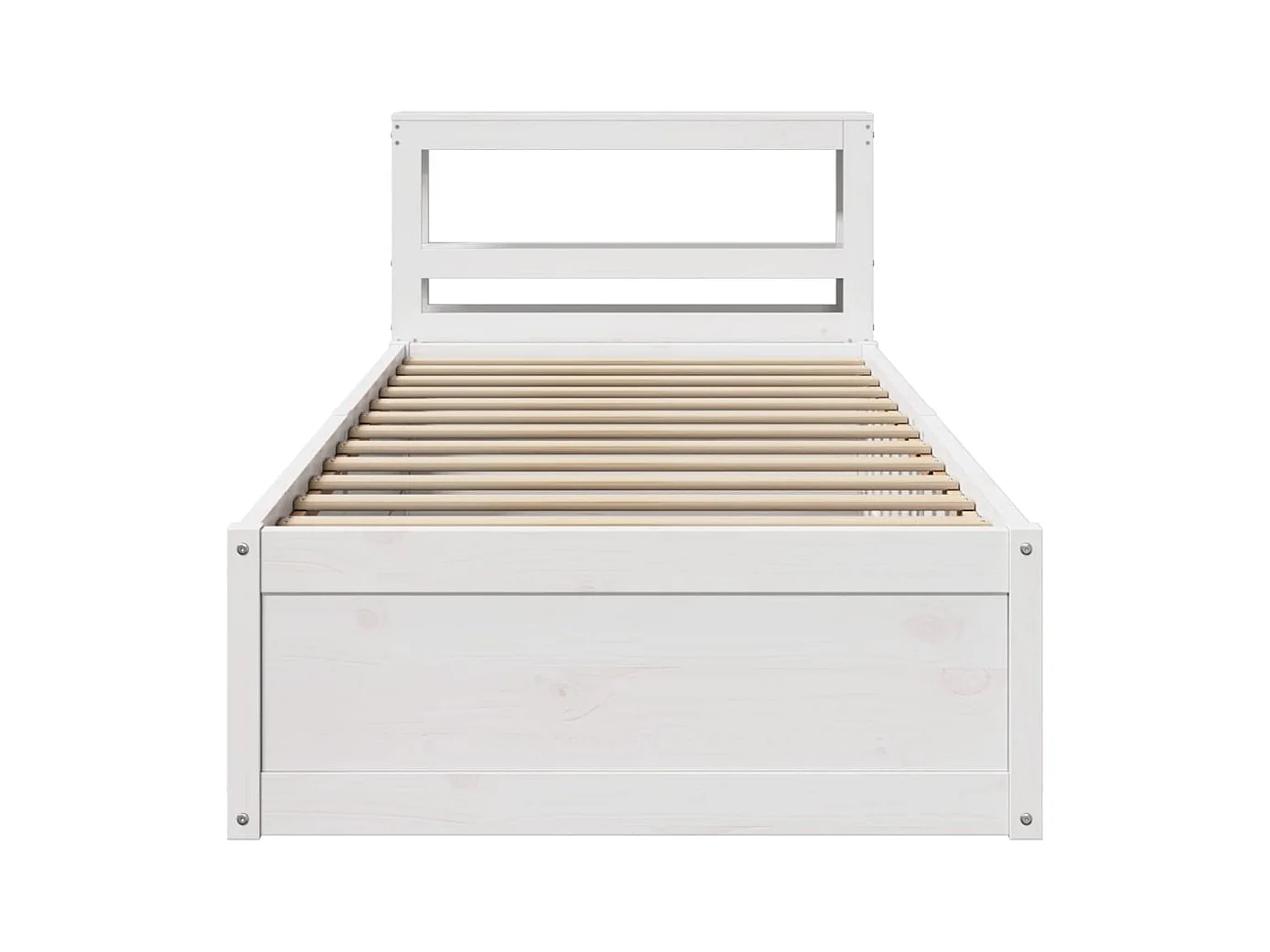 Bedframe met wit hoofdeinde 75x190cm massief grenenhout