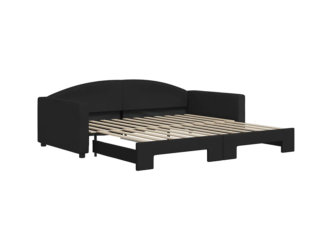 Divano letto con letto estraibile senza materasso nero 100x200 cm