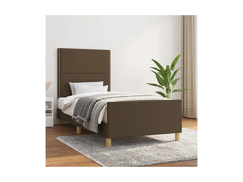 Bedframe zonder matras donkerbruin 90x190 cm stof