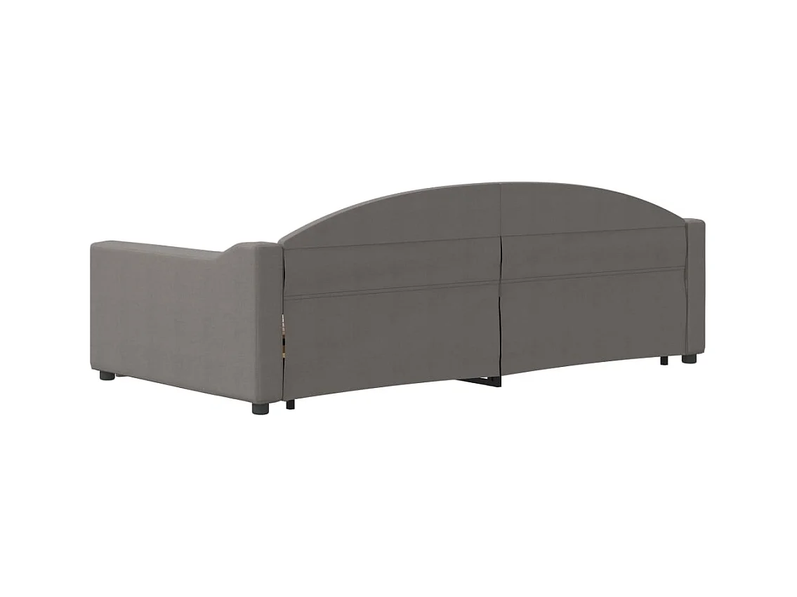 Lit de jour avec gigogne et tiroirs taupe 100x200 cm tissu