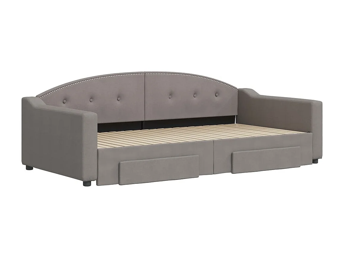 Cama de día con nido y cajones tela taupe 100x200 cm