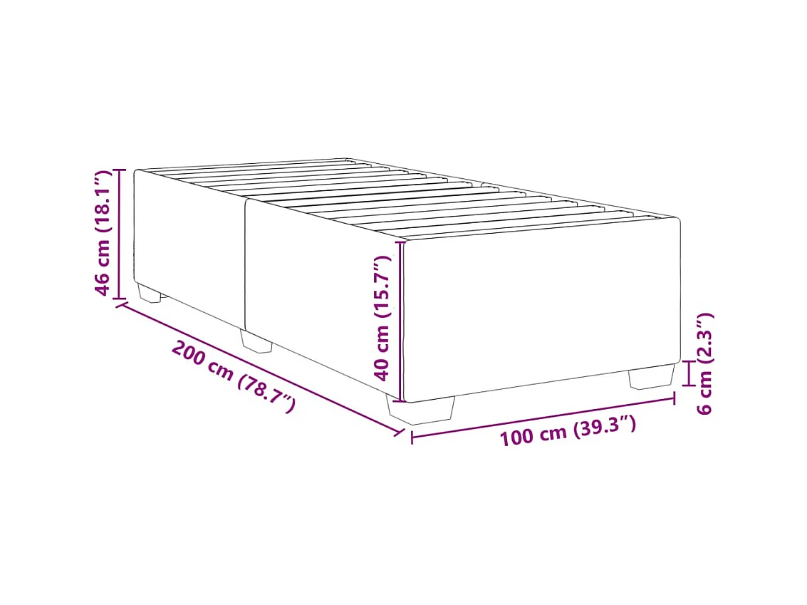Estructura de cama sin colchón negra 100x200 cm polipiel