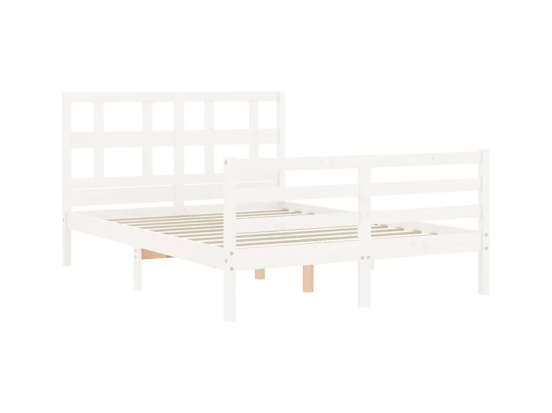 Bedframe zonder matras wit 140x200 cm massief hout