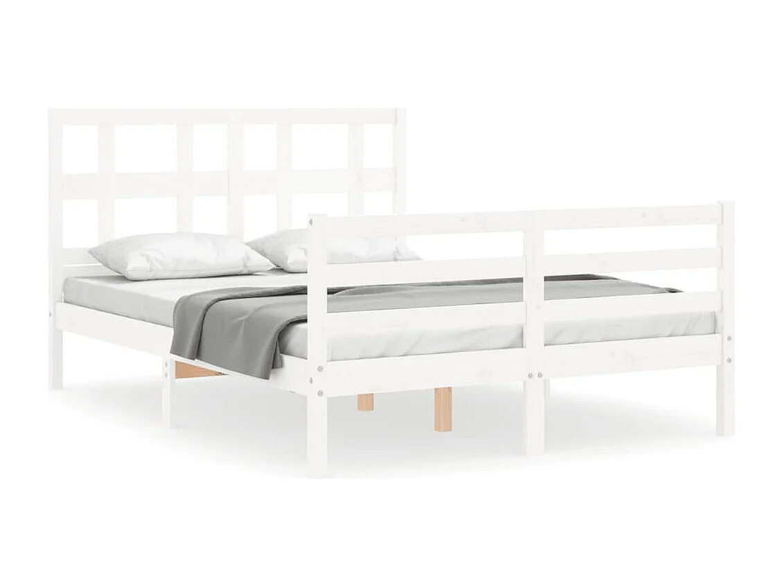 Cadre de lit sans matelas blanc 140x200 cm bois massif