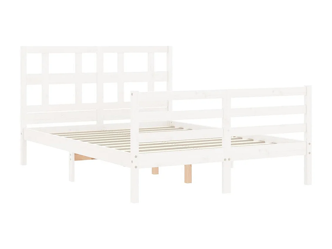 Cadre de lit sans matelas blanc 140x200 cm bois massif