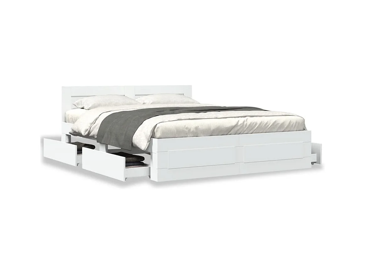 Struttura letto con testiera senza materasso bianco 150x200 cm