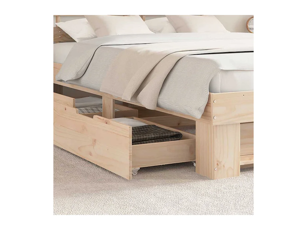 Bettgestell mit Schublade Braun 160 x 200 cm Massivholz Kiefer