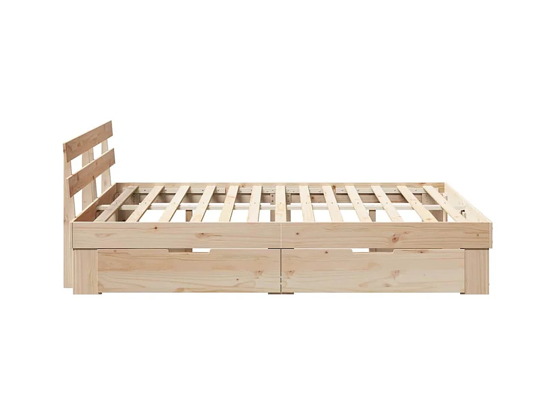 Bettgestell mit Schublade Braun 160 x 200 cm Massivholz Kiefer