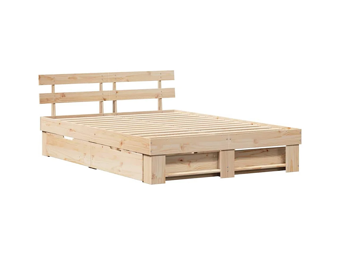 Cadre de lit avec tiroir Marron 160 x 200 cm Bois massif en pin