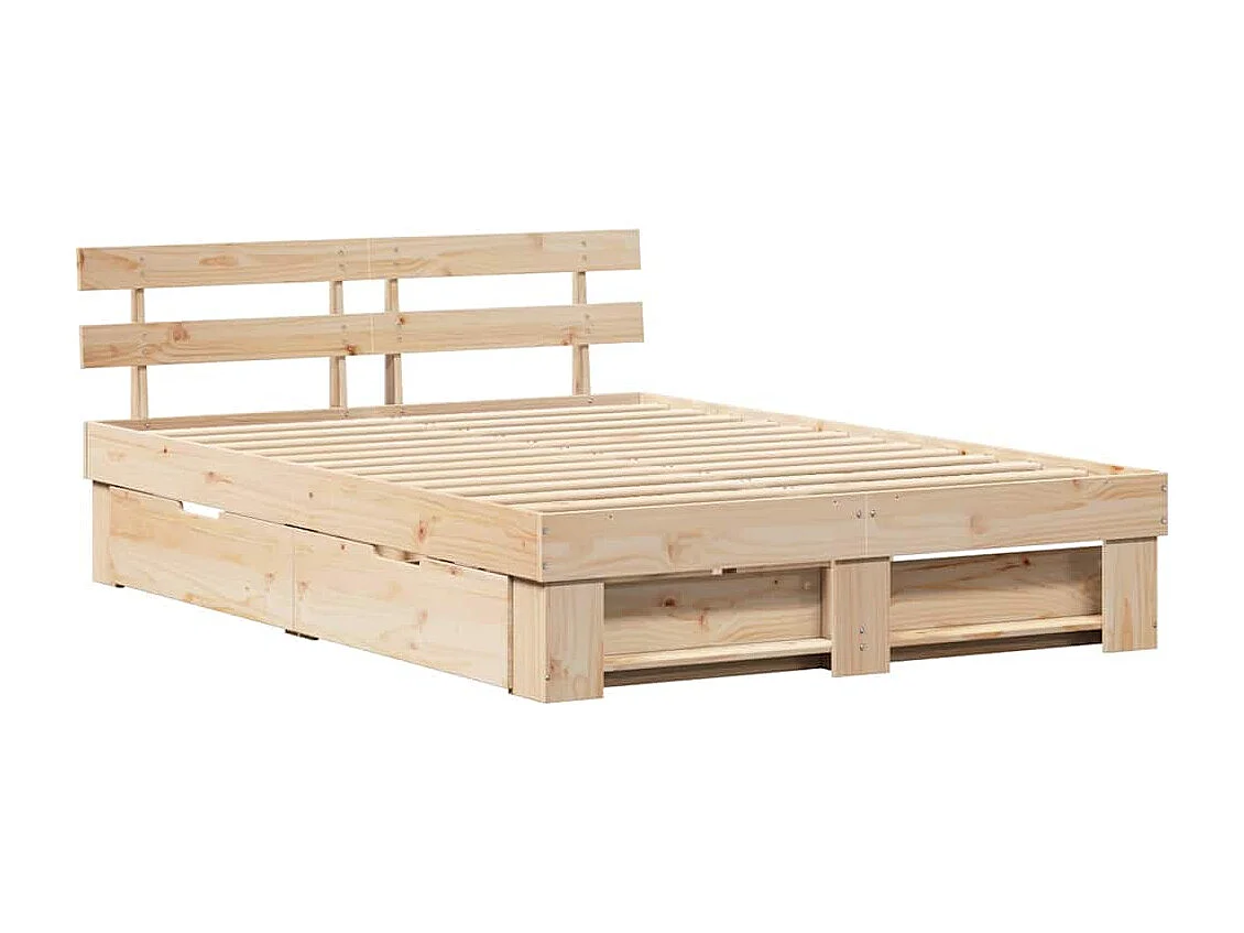 Bettgestell mit Schublade Braun 160 x 200 cm Massivholz Kiefer