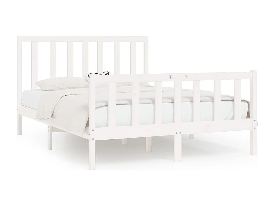 Cadre de lit sans matelas blanc 160x200 cm bois massif