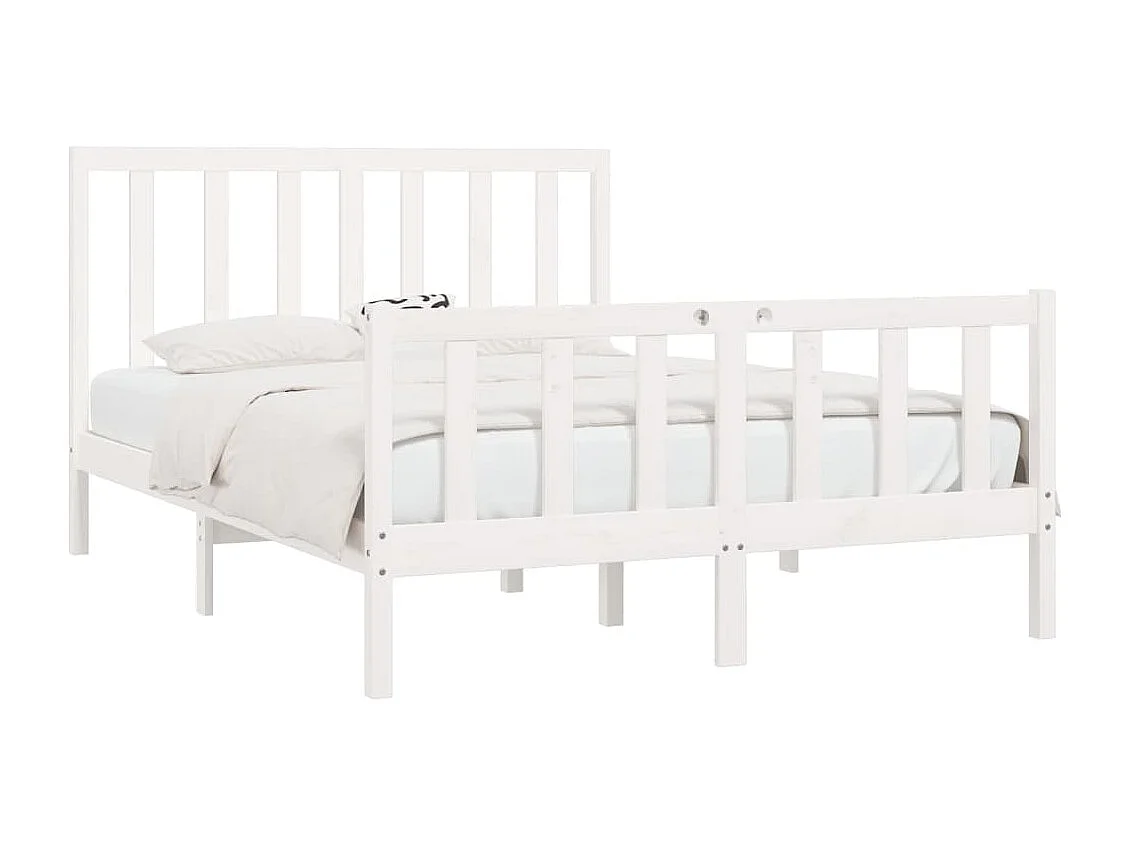 Cadre de lit sans matelas blanc 160x200 cm bois massif