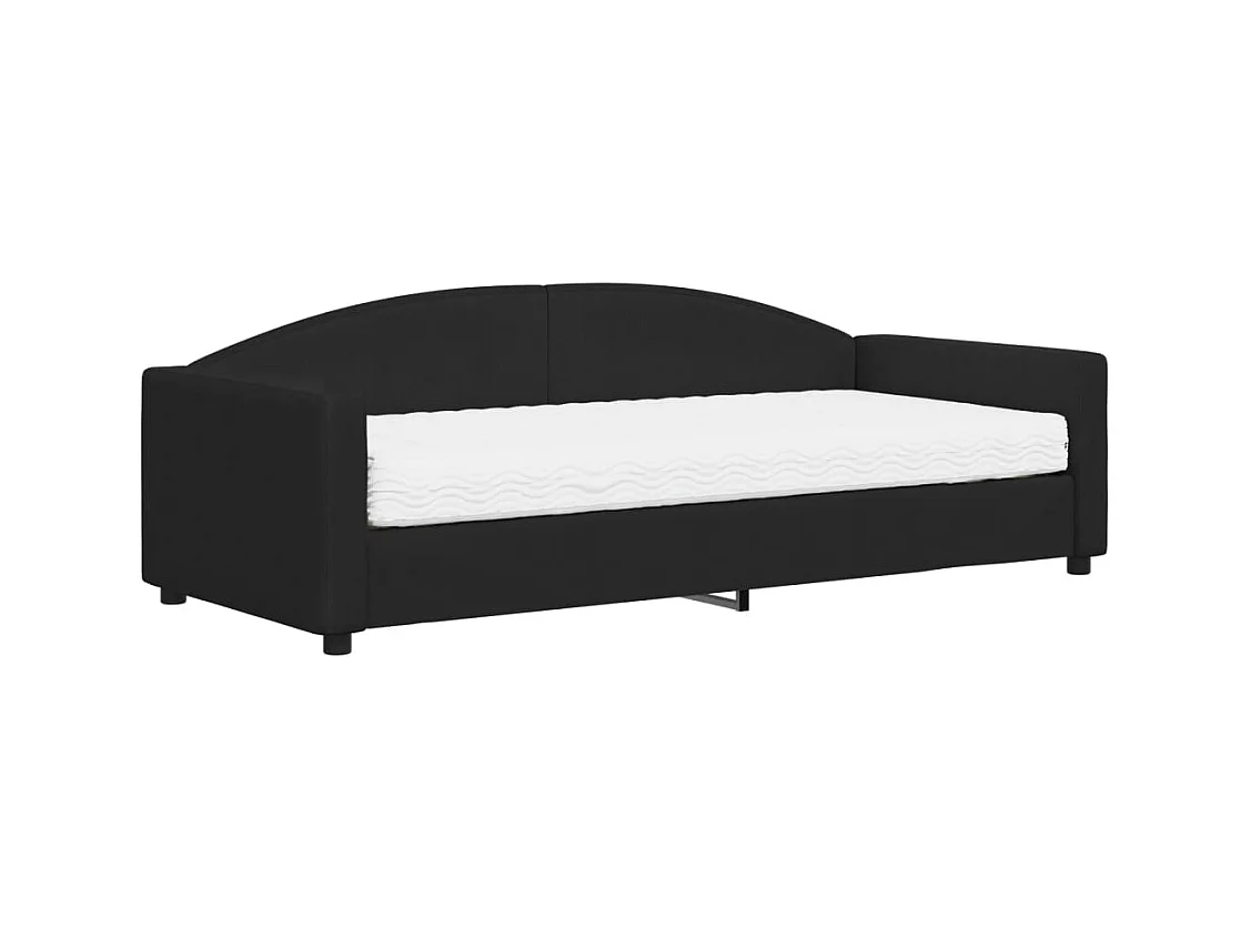 Cama de día con colchón de tela negra 90x200 cm
