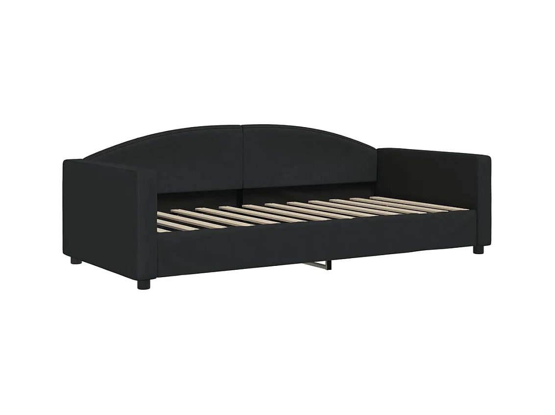 Cama de día con colchón de tela negra 90x200 cm