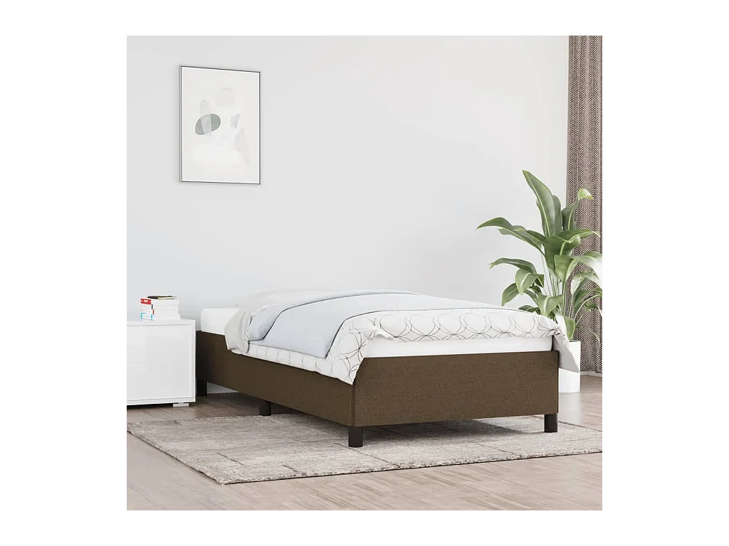 Cadre de lit sans matelas marron foncé 80x200 cm tissu