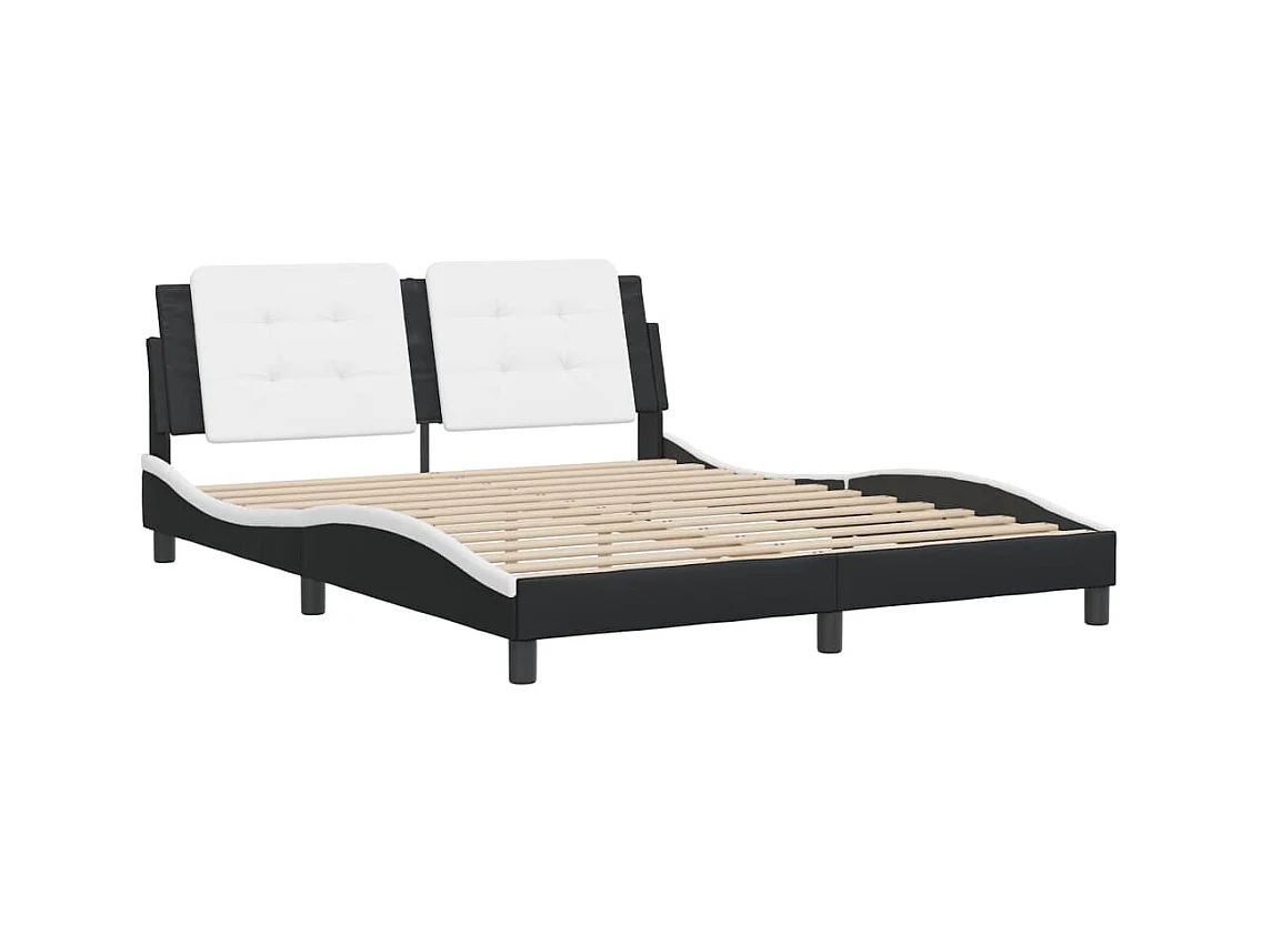 Bedframe zonder matras zwart-wit 160x200 cm kunstleer