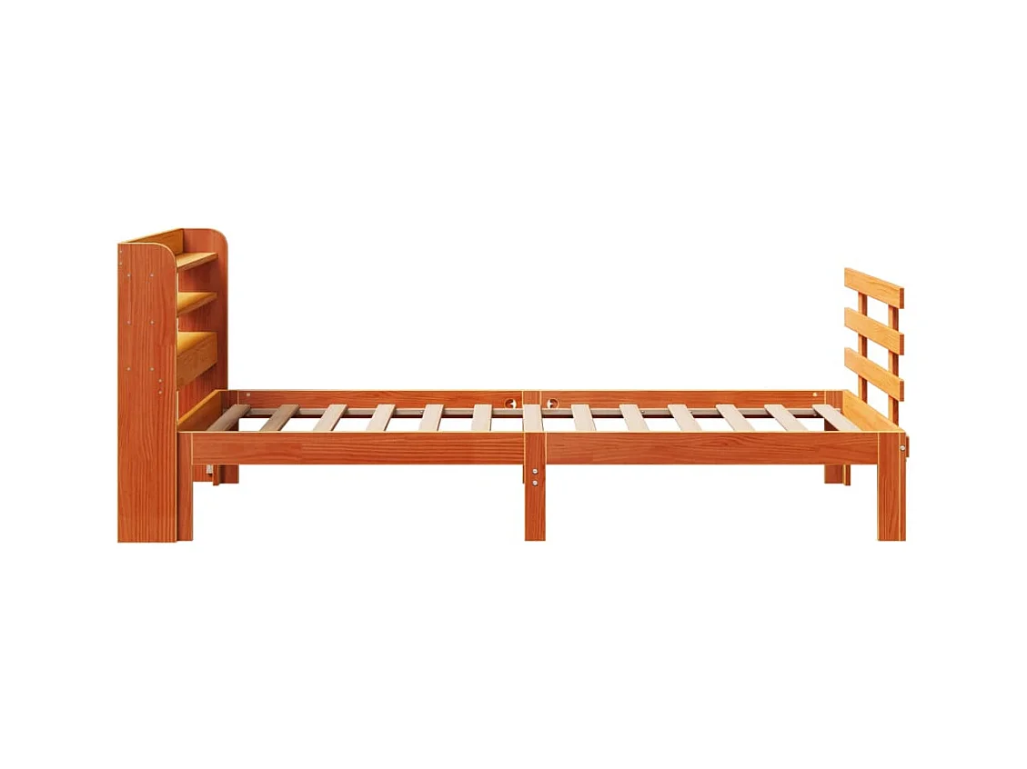 Cadre de lit avec tête de lit sans matelas cire marron 75x190cm