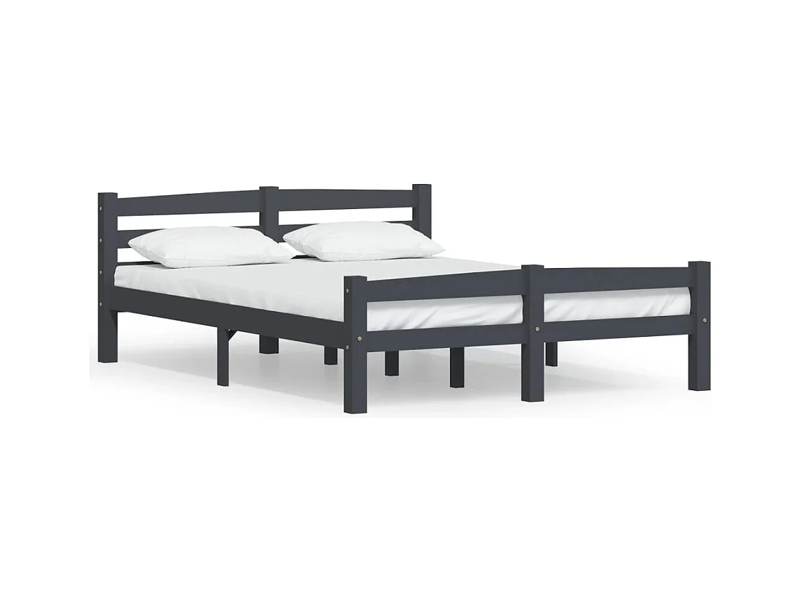 Bedframe zonder matras donkergrijs massief grenen 140x200 cm